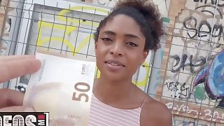 MOFOS - Ebony tourist takes some local dick for money